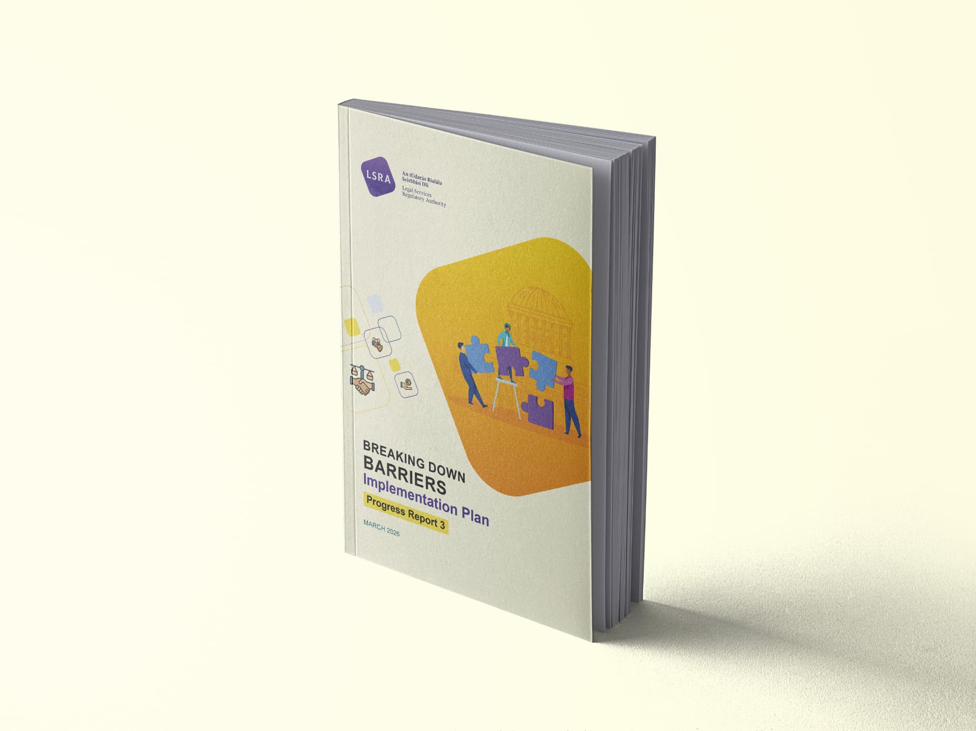 Legal Services Regulatory Authority report cover and interior pages designed by Pixelo